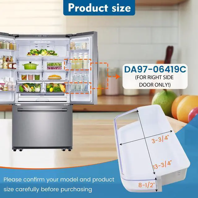 Alt view image 2 of 7 - 2PCS DA97-06419C Refrigerator Door Shelf Basket Bin(Right Side), Compatible with samsung Refrigerator, Replace DA63-04314, DA63-04316, AP4567198, PS4174247. Figure 6 Lists the Compatible Models