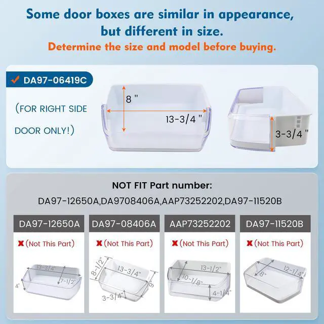 Alt view image 3 of 7 - 2PCS DA97-06419C Refrigerator Door Shelf Basket Bin(Right Side), Compatible with samsung Refrigerator, Replace DA63-04314, DA63-04316, AP4567198, PS4174247. Figure 6 Lists the Compatible Models