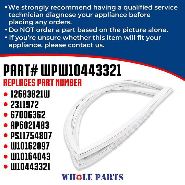 Alt view image 3 of 7 - Upgraded Refrigerator Freezer Door Seal (Magnetic Strip Inside, White) WPW10443321 - Compatible with Some Amana, Jenn Air, Maytag, Kitchen Aid, Whirlpool and Kenmore Refrigerators