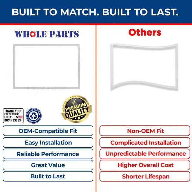 Alt view image 7 of 7 - Upgraded Refrigerator Freezer Door Seal (Magnetic Strip Inside, White) WPW10443321 - Compatible with Some Amana, Jenn Air, Maytag, Kitchen Aid, Whirlpool and Kenmore Refrigerators