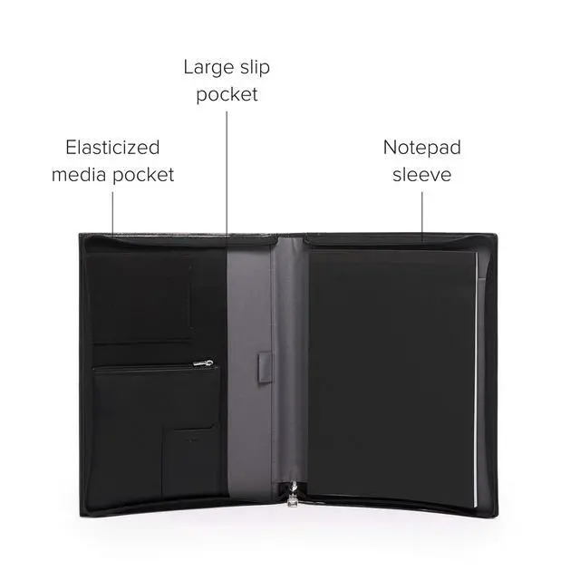 Alt view image 4 of 7 - Alpha Zip-Around Letter Pad - Ballistic Nylon Material - Durable Letter Pad Notebook Case - 13.3" X 10.3" X 1.0" - Black