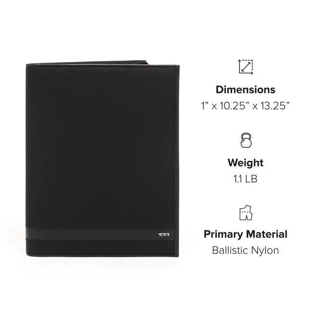 Alt view image 7 of 7 - Alpha Zip-Around Letter Pad - Ballistic Nylon Material - Durable Letter Pad Notebook Case - 13.3" X 10.3" X 1.0" - Black