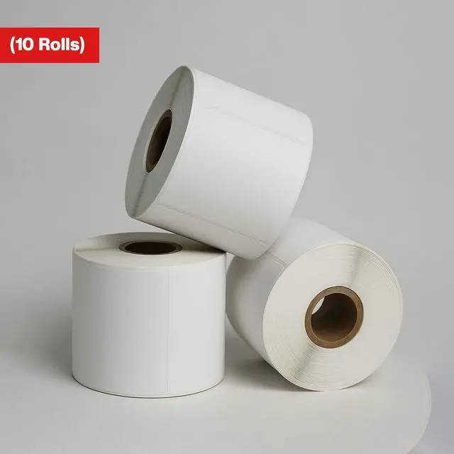 Alt view image 2 of 7 - 4" x 2" Direct Thermal Labels Roll, 10 Rolls (7,500 Labels), 1" Core Compatible with Zebra,Rollo, MUNBYN,POLONO & IDPRT Label Printer, Strong Adhesive Perforated for Packages,Barcodes & Office Use