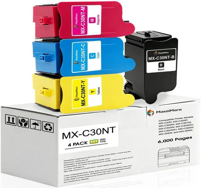Main image of MX-C30NT MXC30NT Toner Cartridges for Sharp MX-C250F MX-C300P MX-C300W MX-C301W MX-C303W MX-C303WH MX-C304WH MX-C304W MX-C305W MX-C306W Printers (MX-C30NT-B MX-C30NT-C MX-C30NT-M MX-C30NT-Y)