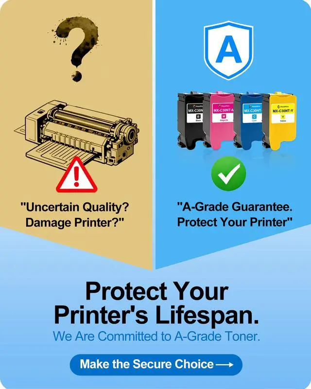 Alt view image 2 of 7 - MX-C30NT MXC30NT Toner Cartridges for Sharp MX-C250F MX-C300P MX-C300W MX-C301W MX-C303W MX-C303WH MX-C304WH MX-C304W MX-C305W MX-C306W Printers (MX-C30NT-B MX-C30NT-C MX-C30NT-M MX-C30NT-Y)