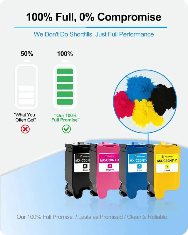 Alt view image 3 of 7 - MX-C30NT MXC30NT Toner Cartridges for Sharp MX-C250F MX-C300P MX-C300W MX-C301W MX-C303W MX-C303WH MX-C304WH MX-C304W MX-C305W MX-C306W Printers (MX-C30NT-B MX-C30NT-C MX-C30NT-M MX-C30NT-Y)
