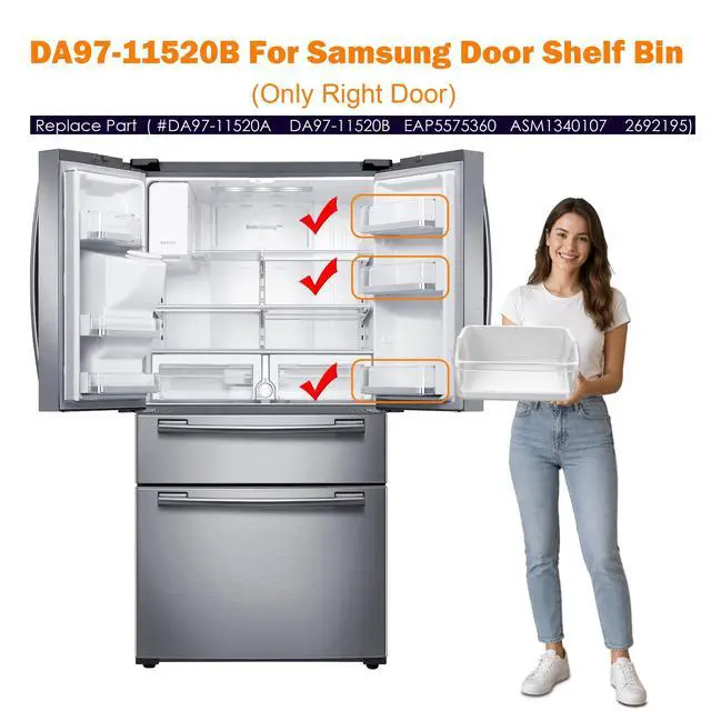Alt view image 4 of 7 - DA97-11520B DA97-11520A Refrigerator Door Bin Compatible with samsung Refrigerator Door Shelf Replacement Parts AP5651802 RF4267HARS RF4267HABP RF4267HAWP RF25HMEDBBC RF25HMEDBWW RF25HMEDBSR
