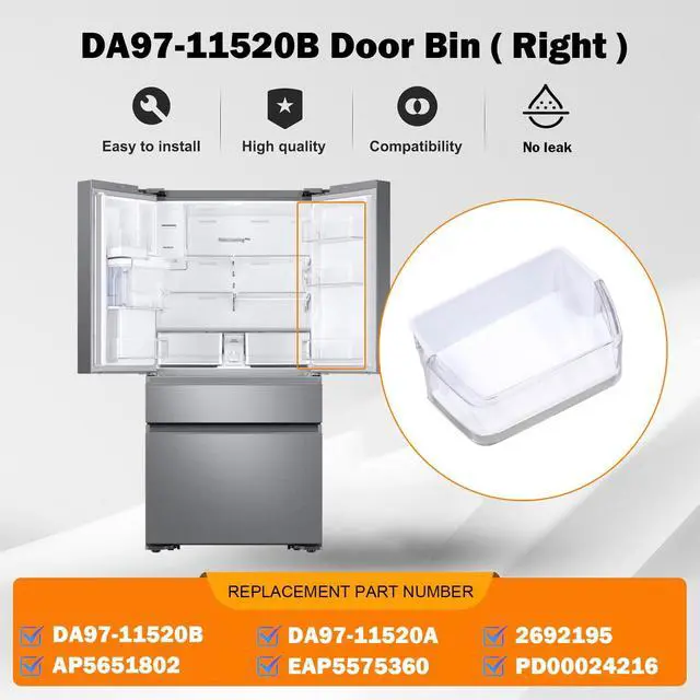 Alt view image 6 of 7 - DA97-11520B DA97-11520A Refrigerator Door Bin Compatible with samsung Refrigerator Door Shelf Replacement Parts AP5651802 RF4267HARS RF4267HABP RF4267HAWP RF25HMEDBBC RF25HMEDBWW RF25HMEDBSR