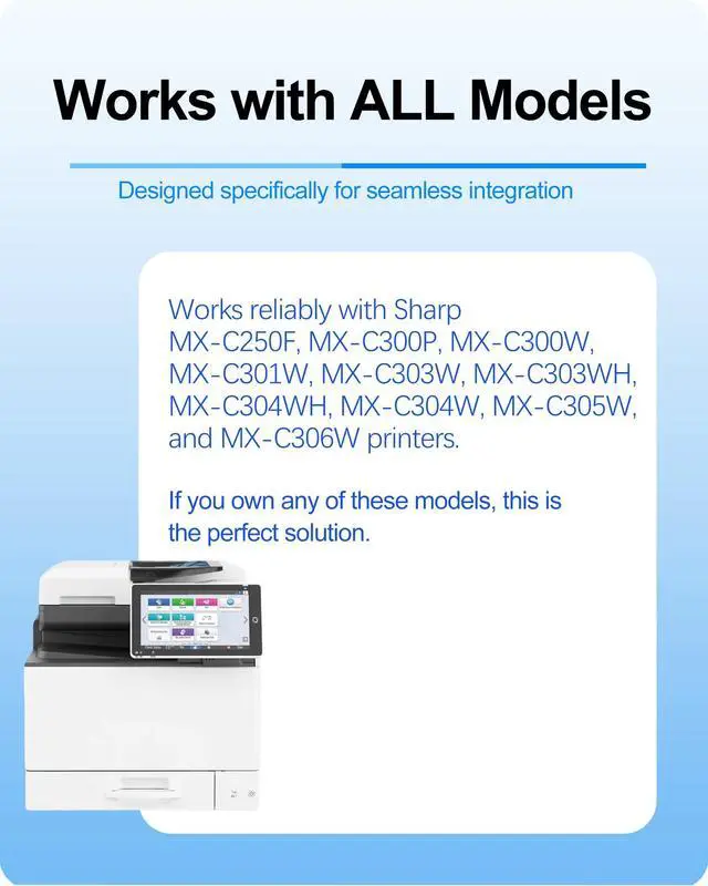 Alt view image 4 of 7 - MX-C30NT MXC30NT Toner Cartridges for Sharp MX-C250F MX-C300P MX-C300W MX-C301W MX-C303W MX-C303WH MX-C304WH MX-C304W MX-C305W MX-C306W Printers (MX-C30NT-B MX-C30NT-C MX-C30NT-M MX-C30NT-Y)