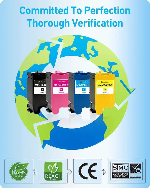Alt view image 6 of 7 - MX-C30NT MXC30NT Toner Cartridges for Sharp MX-C250F MX-C300P MX-C300W MX-C301W MX-C303W MX-C303WH MX-C304WH MX-C304W MX-C305W MX-C306W Printers (MX-C30NT-B MX-C30NT-C MX-C30NT-M MX-C30NT-Y)