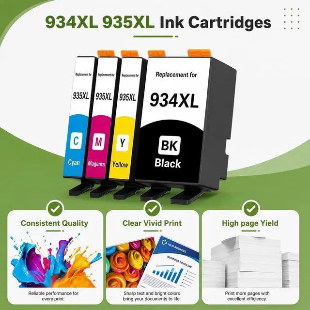 Alt view image 5 of 6 - 934 and 935 Ink Cartridges High Yield 4-Pack Replacement for HP 934XL 935XL Black Color Ink Cartridges Works with OfficeJet 6815 OfficeJet Pro 6830 6230 Series (Black/Cyan/Magenta/Yellow)