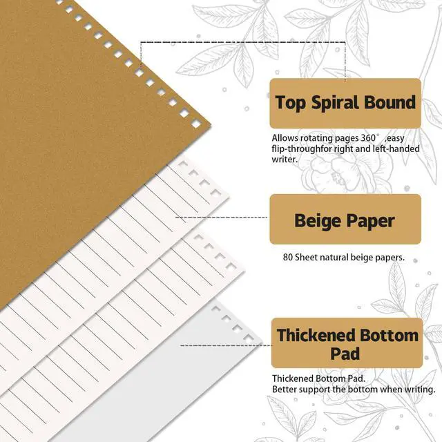 Alt view image 2 of 7 - 48 Pack A5 Spiral Notebooks Bulk, 8x5.5 Lined Journaling Notebooks | Composition Notebook with Kraft Cover, Notebooks for School, Bulk Office Supplies, 80 Sheets 160 Pages