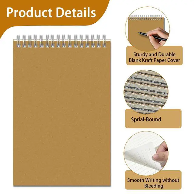 Alt view image 4 of 7 - 48 Pack A5 Spiral Notebooks Bulk, 8x5.5 Lined Journaling Notebooks | Composition Notebook with Kraft Cover, Notebooks for School, Bulk Office Supplies, 80 Sheets 160 Pages