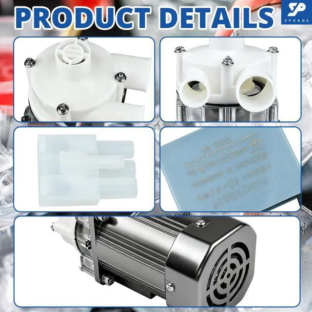 Alt view image 5 of 7 - S-0730 Ice Machine Motor Water Pump Assembly for Hoshizaki | Complete Replacement Kit with Mounting Plate, Capacitor, Cable & Plug | Commercial Ice Maker Motor