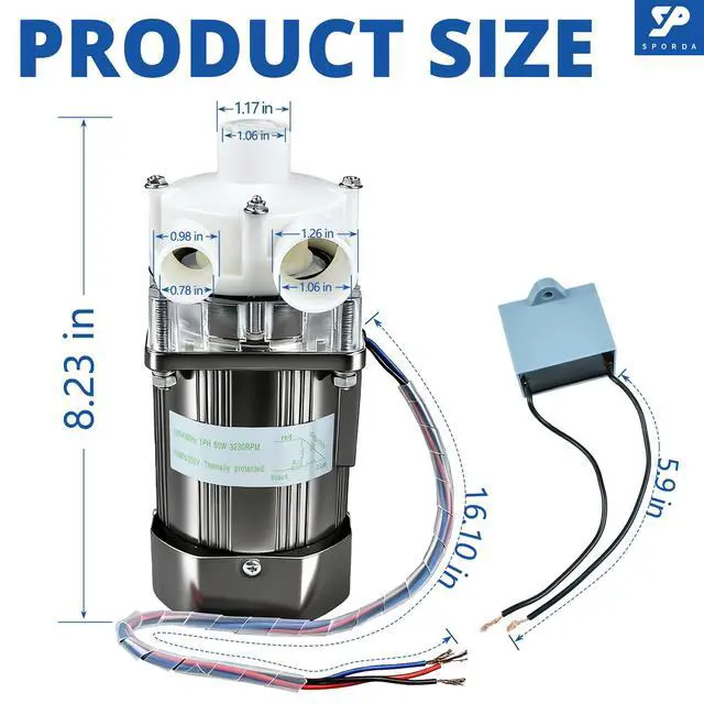 Alt view image 7 of 7 - S-0730 Ice Machine Motor Water Pump Assembly for Hoshizaki | Complete Replacement Kit with Mounting Plate, Capacitor, Cable & Plug | Commercial Ice Maker Motor