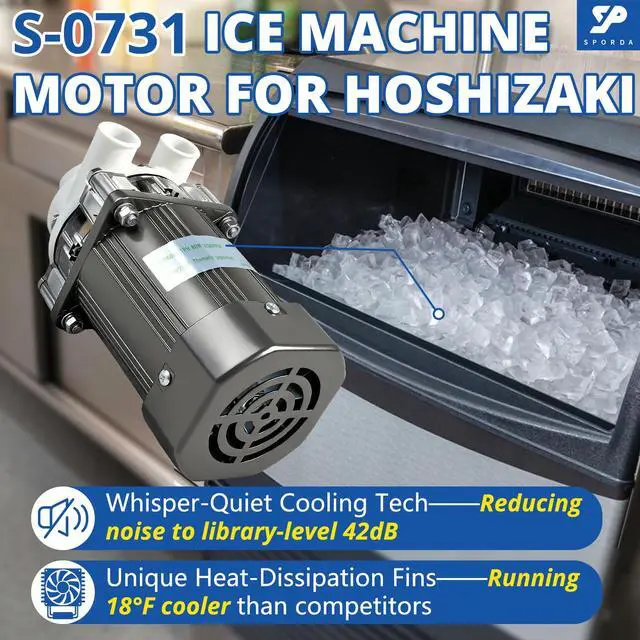 Alt view image 4 of 7 - S-0731 Ice Machine Motor Water Pump Assembly for Hoshizaki | Complete Replacement Kit with Mounting Plate,Capacitor,Cable & Plug,for Commercial,Quiet & High Production for Peak Demand
