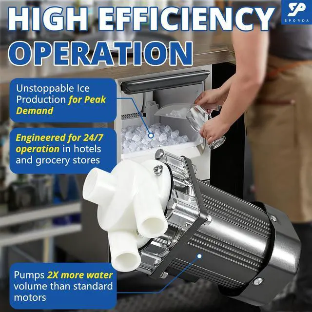 Alt view image 2 of 7 - S-0731 Ice Machine Motor Water Pump Assembly for Hoshizaki | Complete Replacement Kit with Mounting Plate,Capacitor,Cable & Plug,for Commercial,Quiet & High Production for Peak Demand
