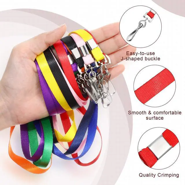 Alt view image 2 of 7 - 300 Set Lanyards with ID Holder Clear Horizontal Name Tags Badge Flat Neck Lanyards Waterproof Resealable Zip ID Card Holder for Adult Kid Business School Office(Multicolor)