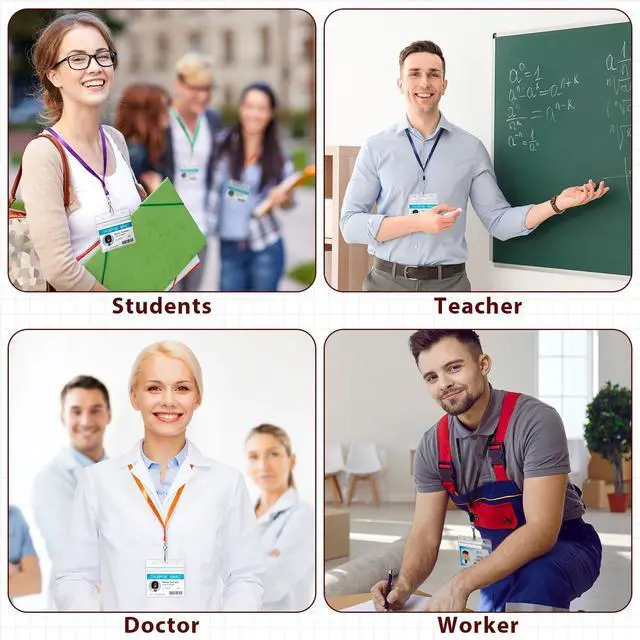 Alt view image 7 of 7 - 300 Set Lanyards with ID Holder Clear Horizontal Name Tags Badge Flat Neck Lanyards Waterproof Resealable Zip ID Card Holder for Adult Kid Business School Office(Multicolor)