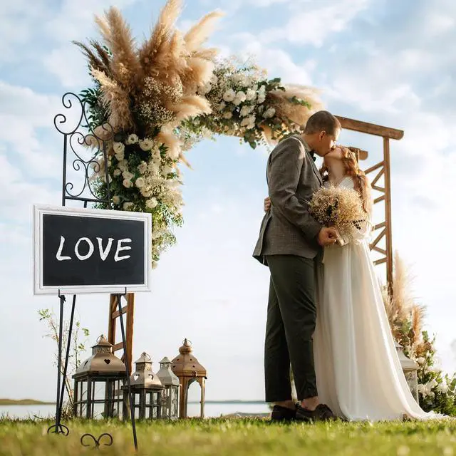 Alt view image 4 of 6 - 57" H Black Metal Scroll Easel Stand for Display Wedding Sign Poster Adjustable Portable Art Easels Poster Easel with Chain Support for Showcasing Pictures Artwork Coffee Exhibition Canvas