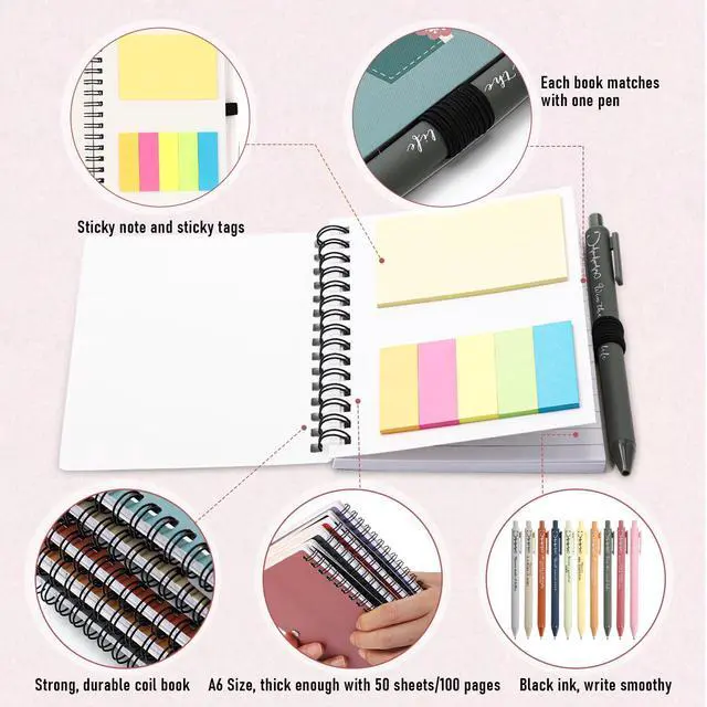 Alt view image 4 of 7 - CNA Week Gift Bulk Nursing Notebook with Sticky Note and Pen Set, Inspirational Thank You Nursing Spiral Journal Notepad for Nurse CNA Graduation(Morandi Colors,60 Sets)