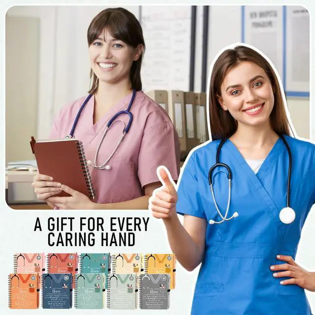 Alt view image 6 of 7 - CNA Week Gift Bulk Nursing Notebook with Sticky Note and Pen Set, Inspirational Thank You Nursing Spiral Journal Notepad for Nurse CNA Graduation(Morandi Colors,60 Sets)