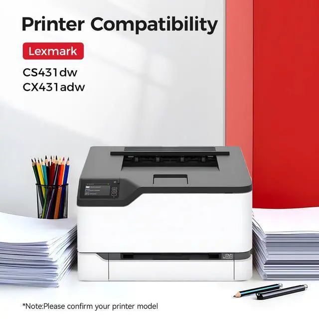 Alt view image 2 of 7 - 20N1XK0 20N1XC0 20N1XM0 20N1XY0 Extra High-Yield Toner Cartridge Set 4-Pack with chip Replacement Compatible for Lexmark Color CS431 CX431 CS431dw CX431adw Laser Printer Ink Black Cyan Magenta Yellow