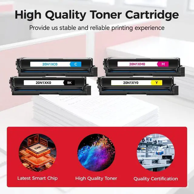 Alt view image 4 of 7 - 20N1XK0 20N1XC0 20N1XM0 20N1XY0 Extra High-Yield Toner Cartridge Set 4-Pack with chip Replacement Compatible for Lexmark Color CS431 CX431 CS431dw CX431adw Laser Printer Ink Black Cyan Magenta Yellow
