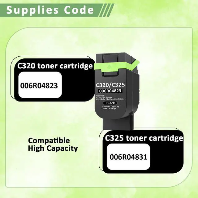 Alt view image 4 of 7 - C320 C325 Toner Cartridge (with Chip) for Xerox Printer,006R04823 Replacement C325 C320 Ink Cartridge,Compatible with Xerox C320 C325 Color Multifunction Printer 006R04831(Black)