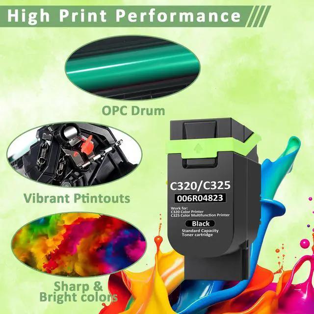 Alt view image 6 of 7 - C320 C325 Toner Cartridge (with Chip) for Xerox Printer,006R04823 Replacement C325 C320 Ink Cartridge,Compatible with Xerox C320 C325 Color Multifunction Printer 006R04831(Black)