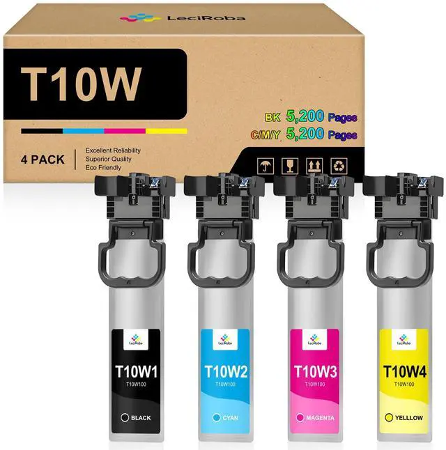 Main image of Remanufactured T10W Ink Cartridge Replacement for T10W100 T10W200 T10W300 T10W400 T10W Ink Cartridge Set for Pro WF-C5390 WF-C5890 Color Printer (4-Pack, Black Cyan Magenta Yellow)