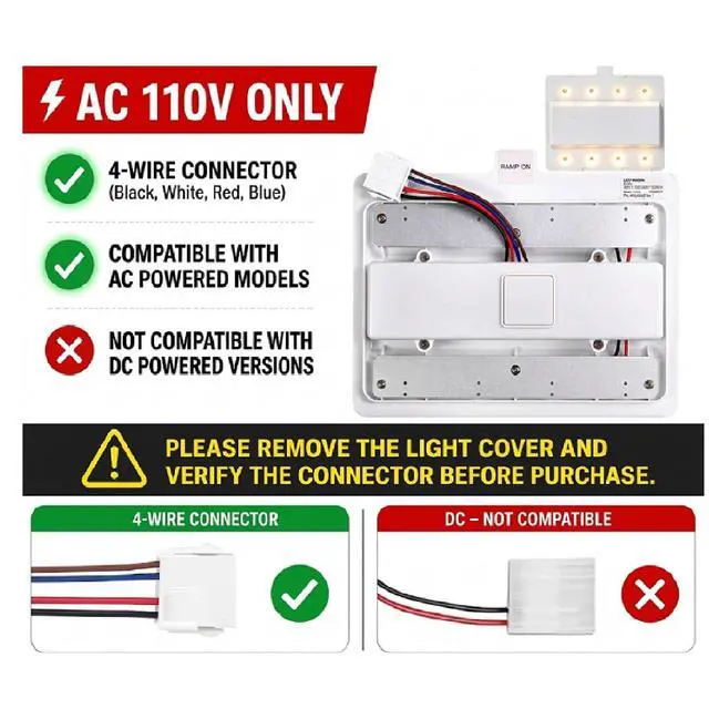 Alt view image 2 of 4 - W10587287 Refrigerator Replacement Light LED Assembly Fits for Whirlpool W11125428 W10223894 W10289592 W10850514 AP6261882 PS12347426