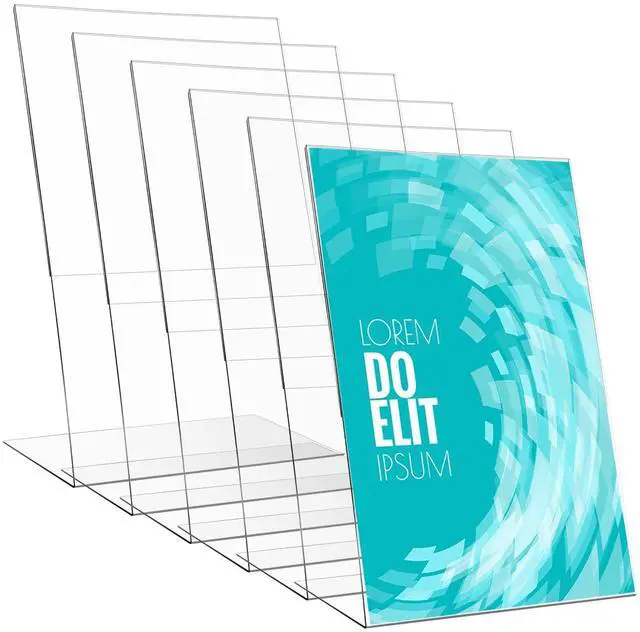Main image of 5 Pcs 11 x 17 Inch Acrylic Sign Holder Standing Slant Back Sign Holder Clear Plastic Table Top Transparent Display Stand for Workers Teachers Office Menu Picture Flyer Pamphlet Supplies