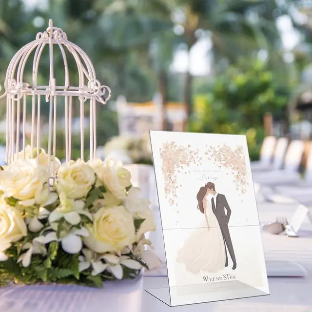 Alt view image 5 of 6 - 5 Pcs 11 x 17 Inch Acrylic Sign Holder Standing Slant Back Sign Holder Clear Plastic Table Top Transparent Display Stand for Workers Teachers Office Menu Picture Flyer Pamphlet Supplies