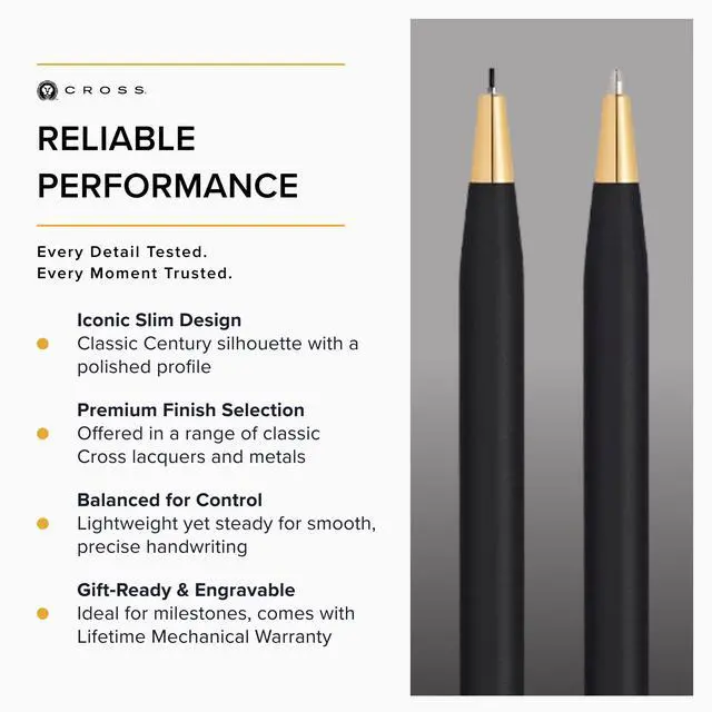 Alt view image 4 of 6 - Classic Century Classic Black Pen & Pencil Set - Writing Instrument Set for Effortless Writing & Everyday Notes - Ballpoint Pen & Mechanical Pencil - Slim Profile & Balanced Design - Gift-Ready