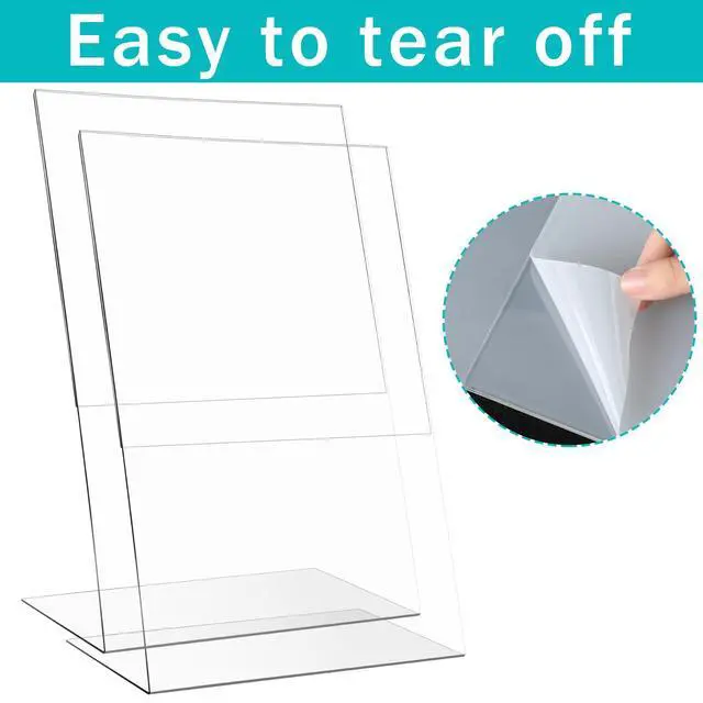 Alt view image 6 of 6 - 5 Pcs 11 x 17 Inch Acrylic Sign Holder Standing Slant Back Sign Holder Clear Plastic Table Top Transparent Display Stand for Workers Teachers Office Menu Picture Flyer Pamphlet Supplies