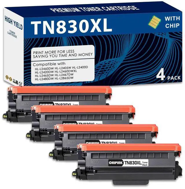 Main image of TN830XL Toner Cartridges Compatible for Brother TN 830XL TN830 Toner for HL-L2460DW HL-L2480DW DCP-L2640DW HL-L2400D HL-L2405W MFC-L2820DW Printer (3,000 Pages, Black, 4 Packs)