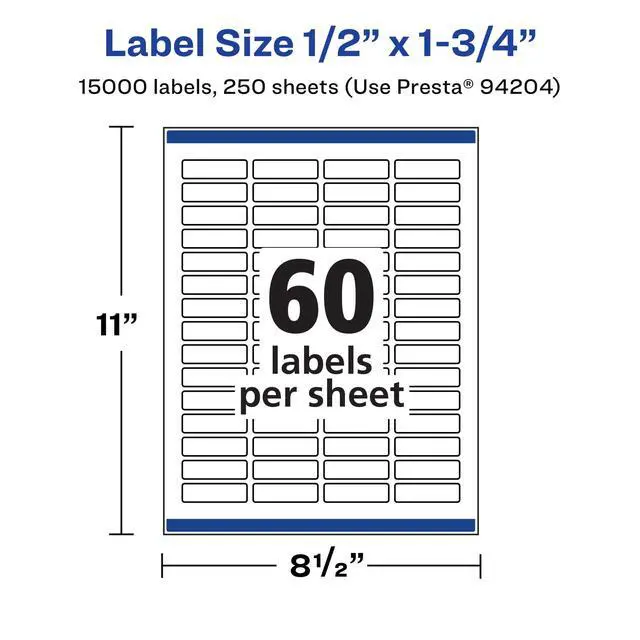 Alt view image 5 of 7 - ® Matte White Rectangle Labels, Sure Feed® Technology, 0.5" x 1.75", 15,000 Matte White Printable Labels
