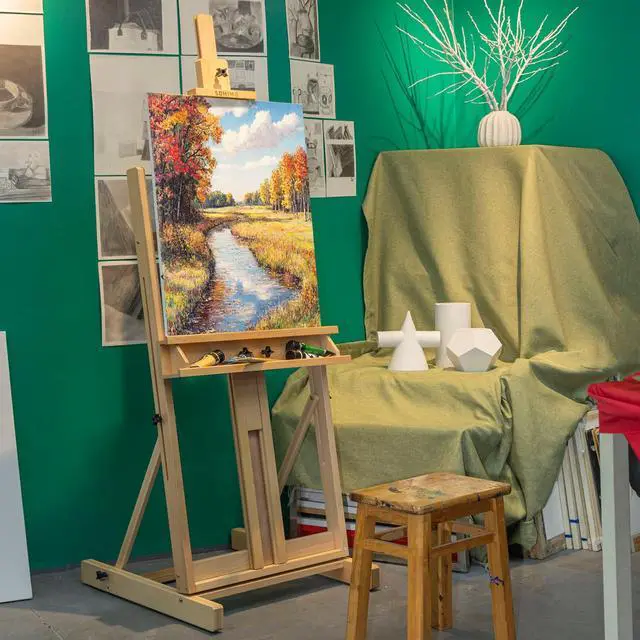 Alt view image 6 of 7 - Beechwood H-Frame Artist Studio Easel with Storage Drawer, Natural | Adjustable Wooden Painting Easel Holding Canvas up to 78" High