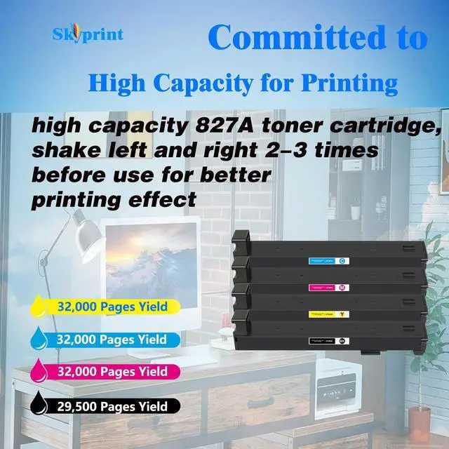 Alt view image 3 of 7 - M880 827A High Yield Toner Cartridges CF300A CF301A CF302A CF303A | Compatible for 827A Toner Use for Enterprise Flow MFP M880 M880z M880z+ NFC Printers