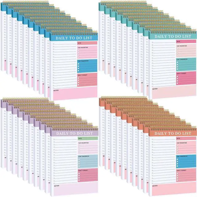 Main image of 40 Pcs Daily to Do List Notepad Daily Planner with 52 Sheets Tear Off, Spiral to Do List Notebook Notepad Undated Bulk for Adults Kids Classroom Office Plan Work Schedule Checklist, 6.38 x 9.84 Inch