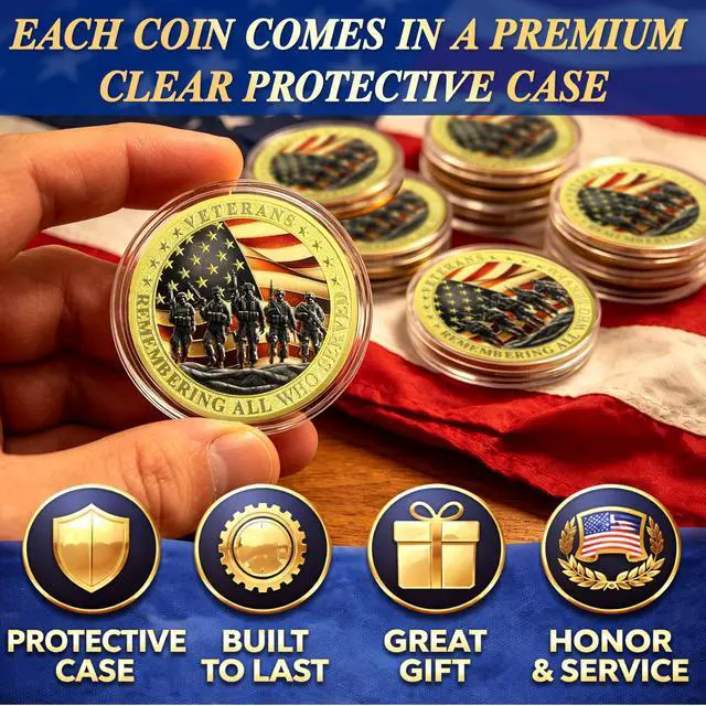 Alt view image 4 of 7 - Military Challenge Coins - Bulk 82 Pcs Veterans Challenge Coin Remembering All Who Served Military Coins Soldier Tribute Coin Military Appreciation Gift
