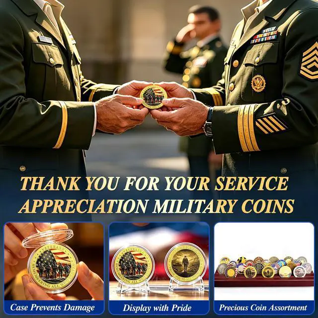 Alt view image 5 of 7 - Military Challenge Coins - Bulk 82 Pcs Veterans Challenge Coin Remembering All Who Served Military Coins Soldier Tribute Coin Military Appreciation Gift