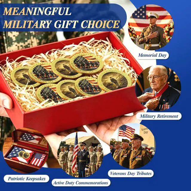 Alt view image 7 of 7 - Military Challenge Coins - Bulk 82 Pcs Veterans Challenge Coin Remembering All Who Served Military Coins Soldier Tribute Coin Military Appreciation Gift