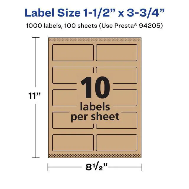 Alt view image 5 of 6 - ® Kraft Brown Rectangle Labels, Sure Feed® Technology, 1.5" x 3.75", 1,000 Kraft Brown Labels, Print-to-The-Edge, Laser/Inkjet Printable
