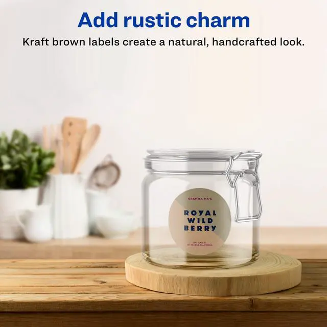 Alt view image 2 of 6 - ® Kraft Brown Round Labels, Sure Feed® Technology, 3" Diameter, 600 Kraft Brown Labels, Print-to-The-Edge, Laser/Inkjet Printable