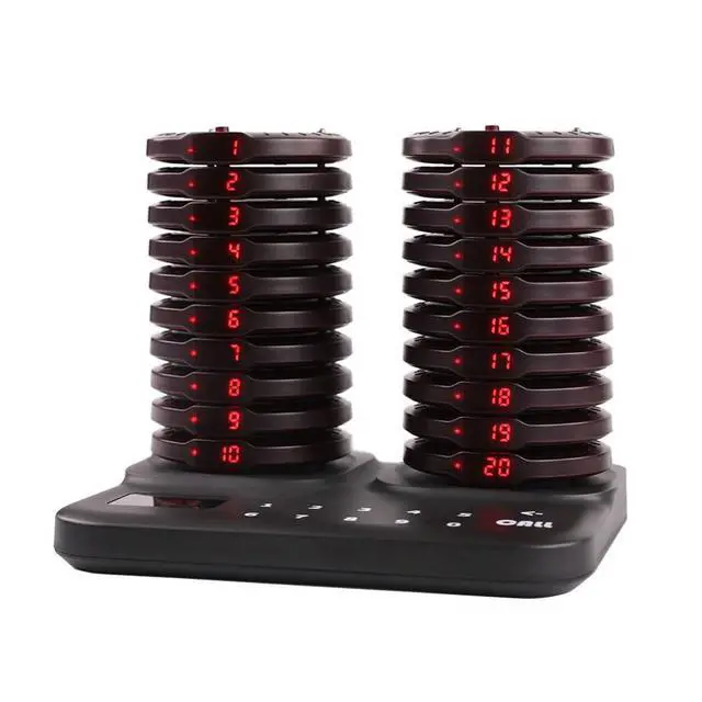 Alt view image 2 of 6 - Restaurant Pager System Wireless 20 Coaster Beeper Guest Customer Queue Buzzer for Food Truck Church Nursery Clinic Coffee Shop