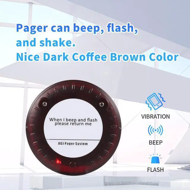 Alt view image 3 of 6 - Restaurant Pager System Wireless 20 Coaster Beeper Guest Customer Queue Buzzer for Food Truck Church Nursery Clinic Coffee Shop