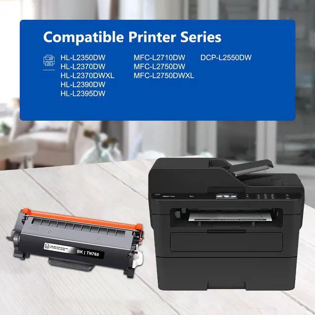 Alt view image 2 of 7 - TN-760 TN760 High Yield Black Toner Cartridge 4-Pack Replacement for Brother TN 760 TN730 Toner Cartridge for DCP-L2550DW MFC-L2710DW MFC-L2750DW HL-L2350DW HL-L2370DW HL-L2390DW Printers