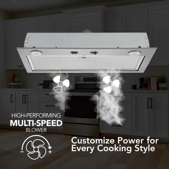Alt view image 3 of 5 - PM300SS Custom Power Pack Range Hood Insert with 2-Speed Exhaust Fan and Light, 300 Max Blower CFM, Stainless Steel, 21-Inch Built